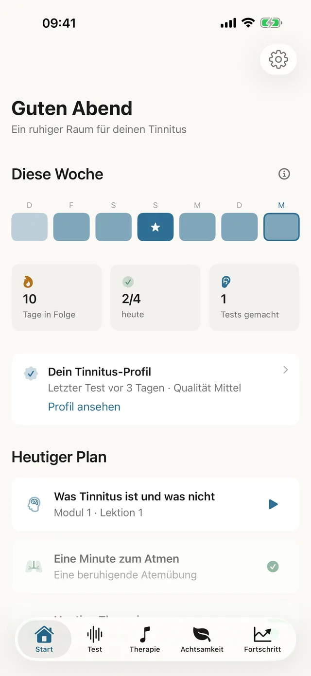 Tinnitus Haven Startbildschirm